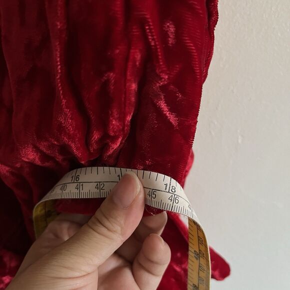 Y2K Roberta Whimsigoth Slip Dress S Velvet Red Sequin Lace Fringe Babydoll - Picture 11 of 11